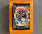 Replica Hublot Big Bang Unico Rainbow Watch Chronograph Dial Black Rubber 45MM